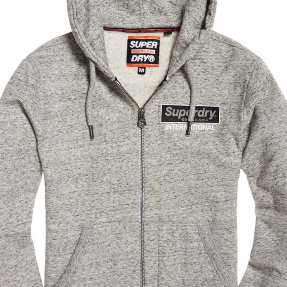 Men’s Superdry International Monochrome Zip Hoodie - Chrome Grey Grit, size XL